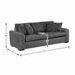 Pemberly Row Textured Microfiber and Corduroy 3-Seat Sofa in Dark Gray