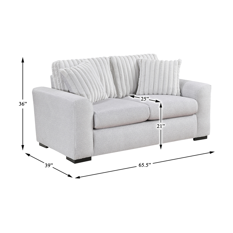 Pemberly Row Textured Microfiber and Corduroy Love Seat in Gray