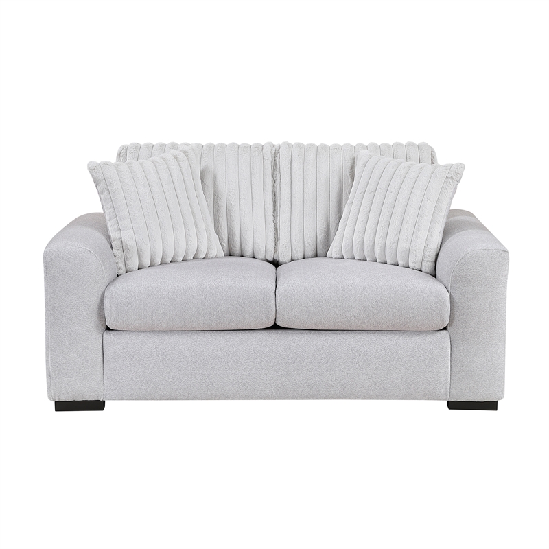 Pemberly Row Textured Microfiber and Corduroy Love Seat in Gray