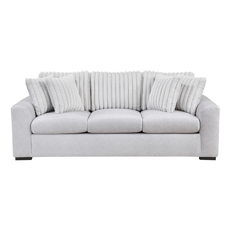 Pemberly Row Textured Microfiber and Corduroy Love Seat in Gray