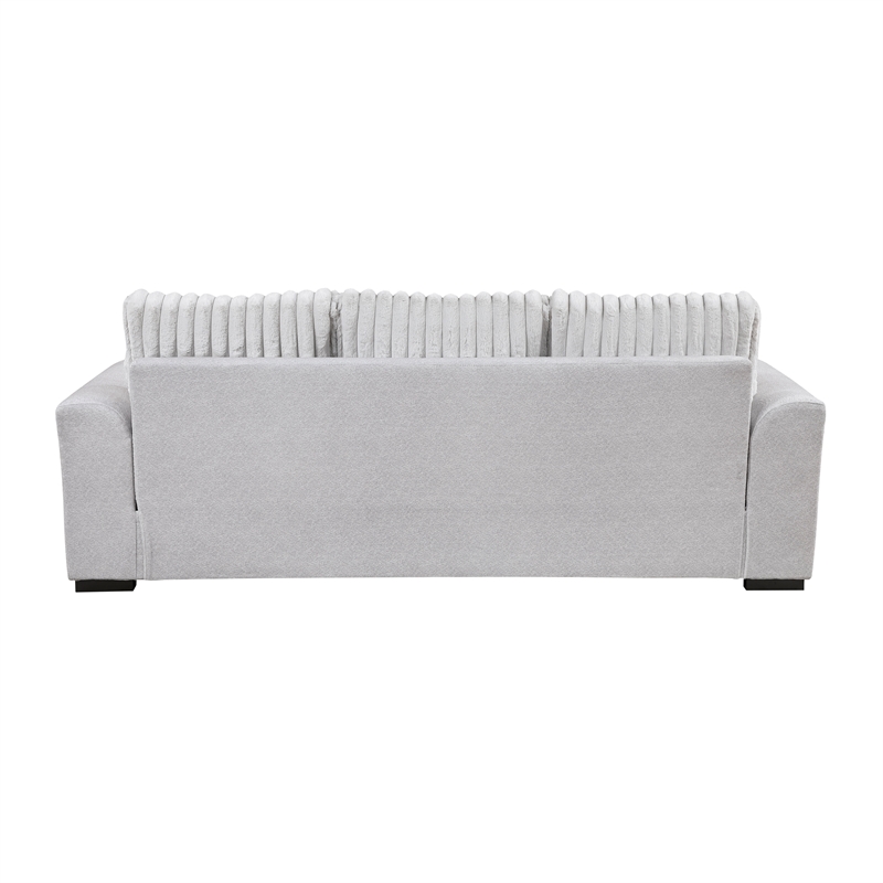 Pemberly Row Textured Microfiber and Corduroy 3-Seat Sofa in Gray