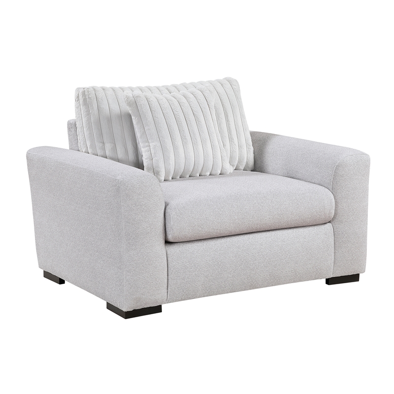 Pemberly Row Textured Microfiber and Corduroy 3-Seat Sofa in Gray
