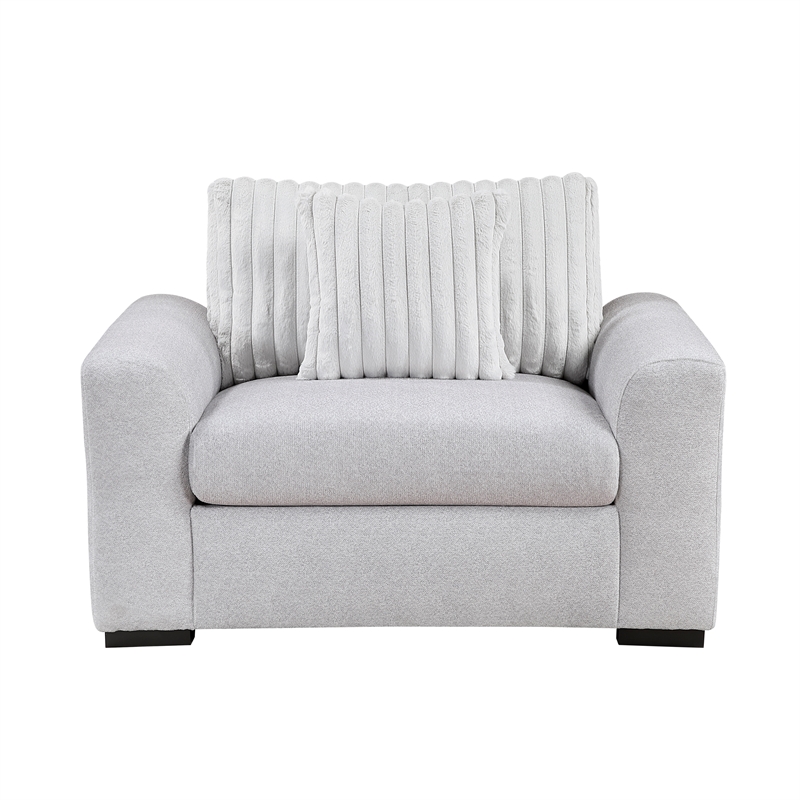 Pemberly Row Textured Microfiber and Corduroy 3-Seat Sofa in Gray