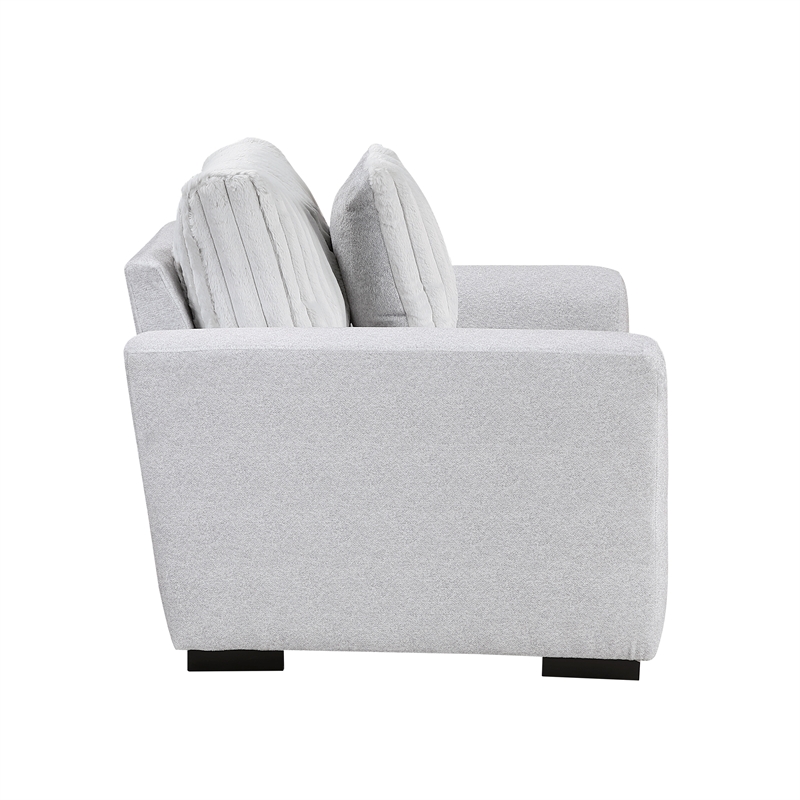 Pemberly Row Textured Microfiber and Corduroy 3-Seat Sofa in Gray