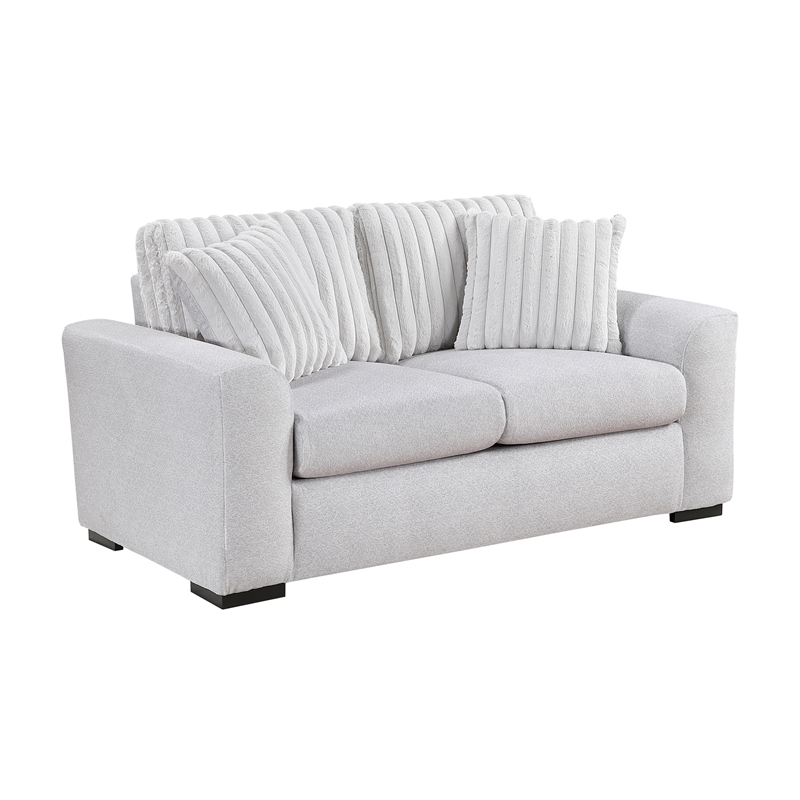 Pemberly Row Textured Microfiber and Corduroy 3-Seat Sofa in Gray