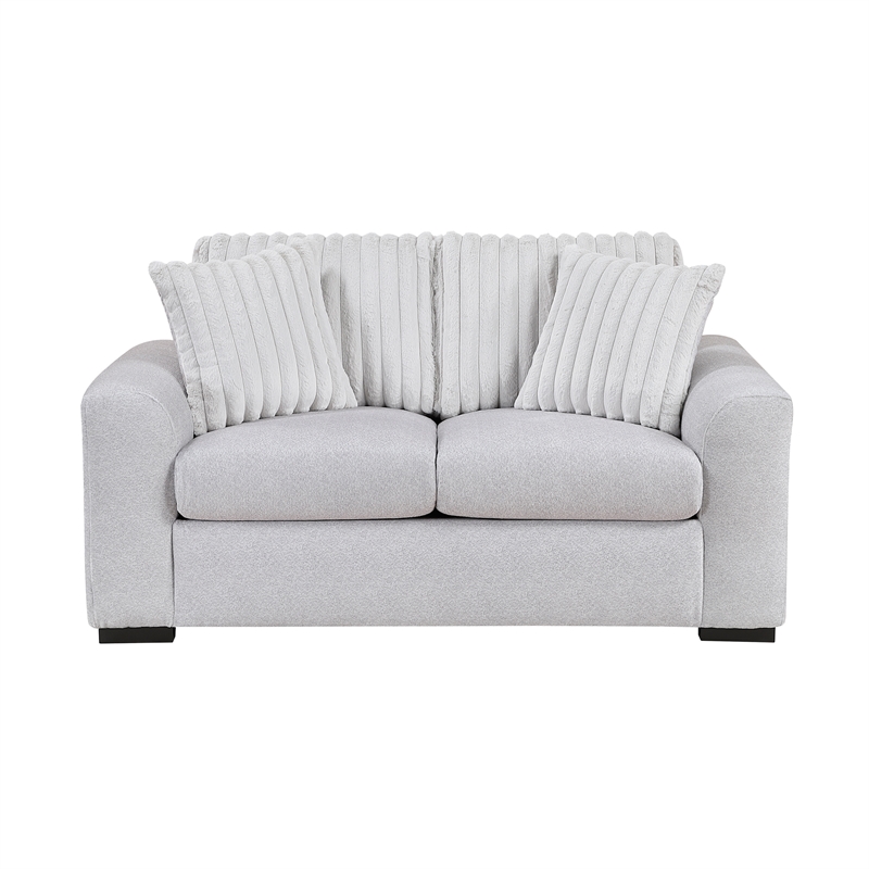 Pemberly Row Textured Microfiber and Corduroy 3-Seat Sofa in Gray