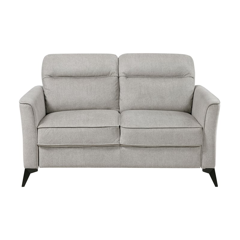 Pemberly Row Textured Microfiber 2-Seat Love Seat with Metal Legs in Tan
