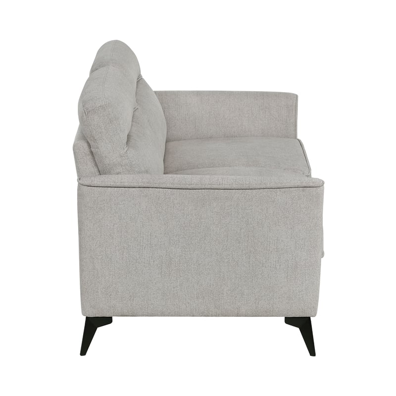 Pemberly Row Textured Microfiber 2-Seat Love Seat with Metal Legs in Tan