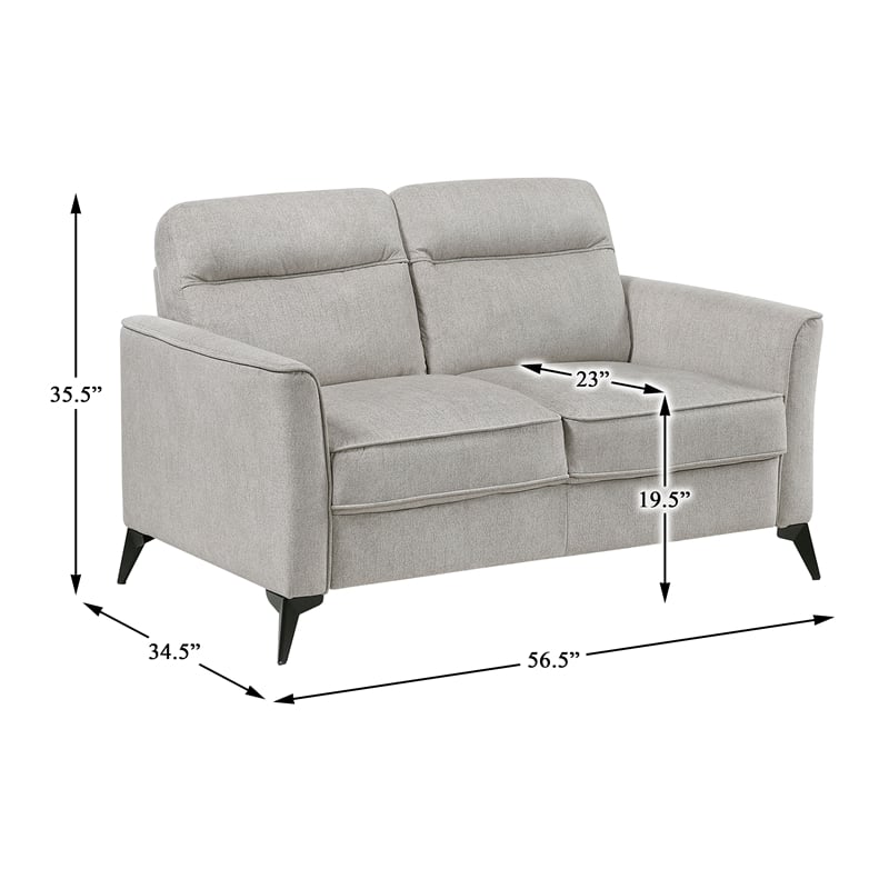 Pemberly Row Textured Microfiber 2-Seat Love Seat with Metal Legs in Tan