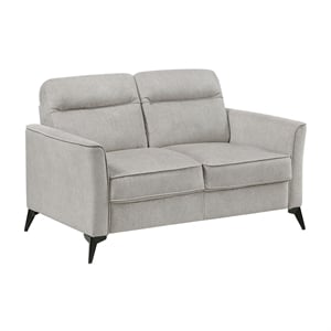 Pemberly Row Textured Microfiber 2-Seat Love Seat with Metal Legs in Tan
