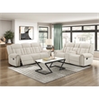 Pemberly Row Chenille Double Reclining 3-Seat Sofa with Cup Holders in Beige