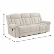 Pemberly Row Chenille Double Reclining 3-Seat Sofa with Cup Holders in Beige