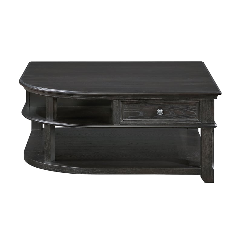 Pemberly Row Elm Veneer Lift Top Cocktail Table with Storage in Charcoal