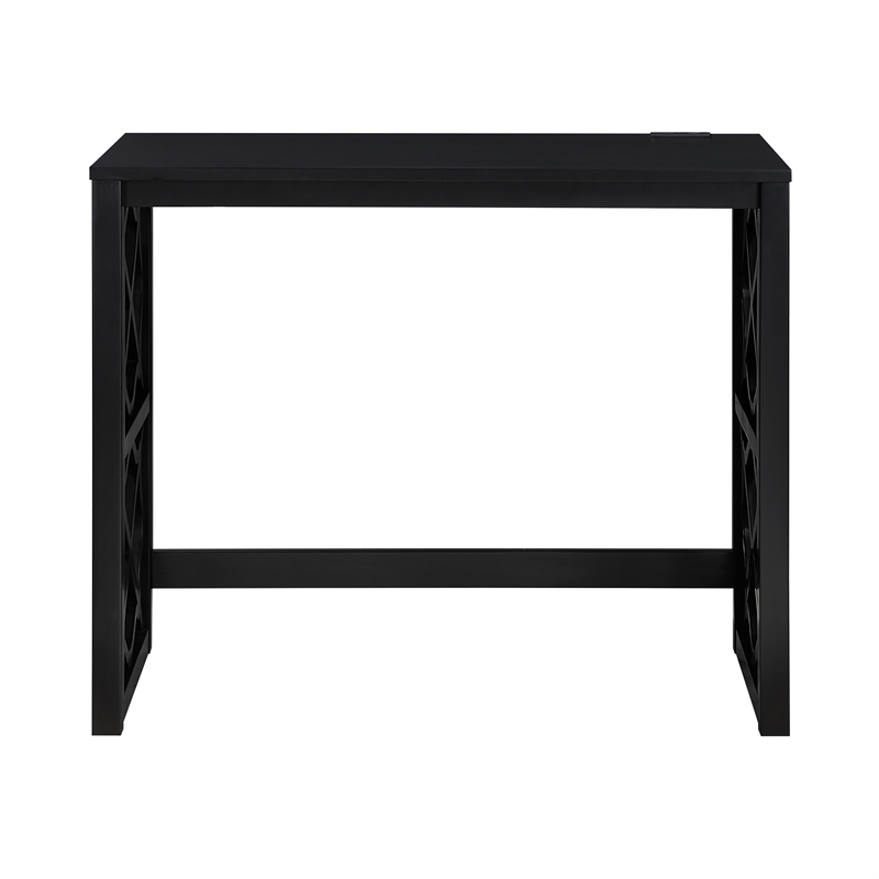 Pemberly Row 3-Piece Nesting Desk Set with Padded Stool in Black
