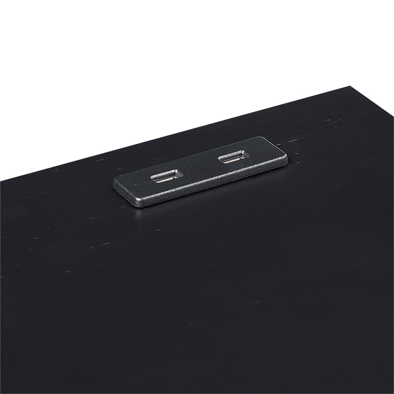 Pemberly Row 3-Piece Nesting Desk Set with Padded Stool in Black