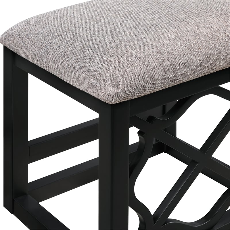 Pemberly Row 3-Piece Nesting Desk Set with Padded Stool in Black