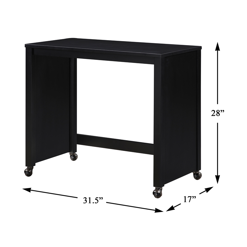 Pemberly Row 3-Piece Nesting Desk Set with Padded Stool in Black