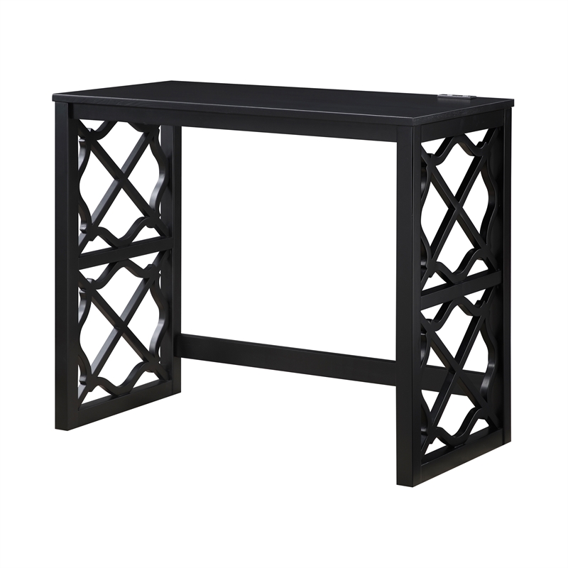 Pemberly Row 3-Piece Nesting Desk Set with Padded Stool in Black