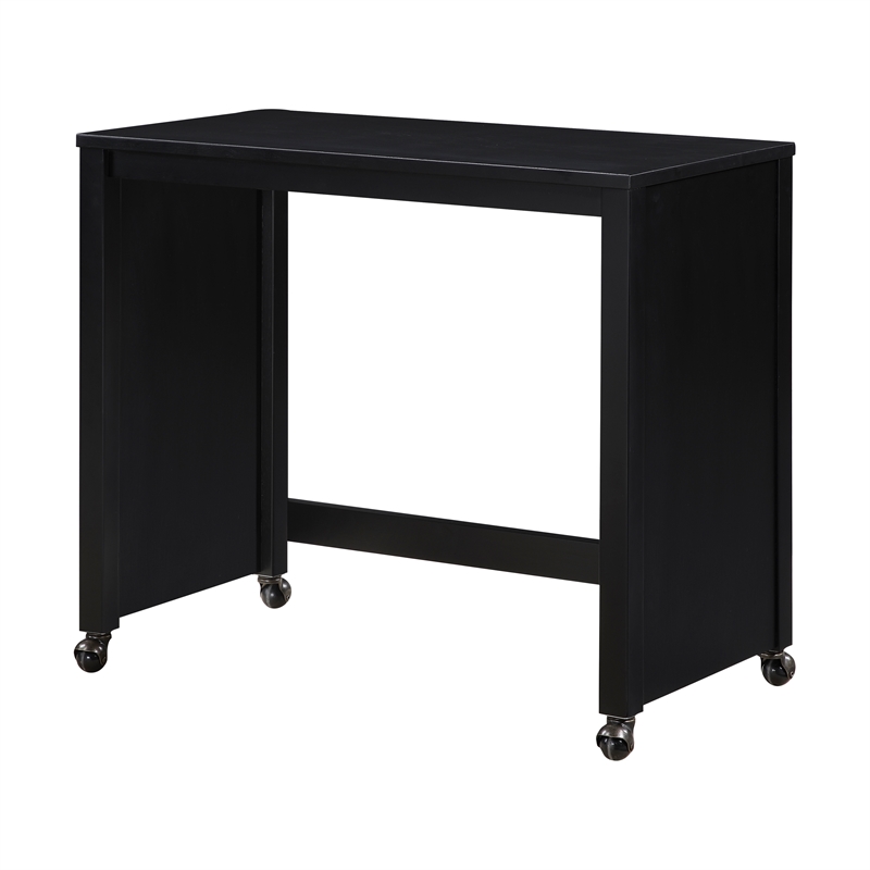 Pemberly Row 3-Piece Nesting Desk Set with Padded Stool in Black