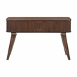 Pemberly Row Walnut Veneer Sofa Table with Tambour Doors in Walnut
