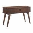 Pemberly Row Walnut Veneer Sofa Table with Tambour Doors in Walnut