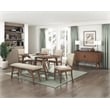 Pemberly Row Textured Fabric Upholstered Dining Bench in Cream