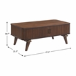 Pemberly Row Walnut Veneer Cocktail Table with Tambour Door Storage