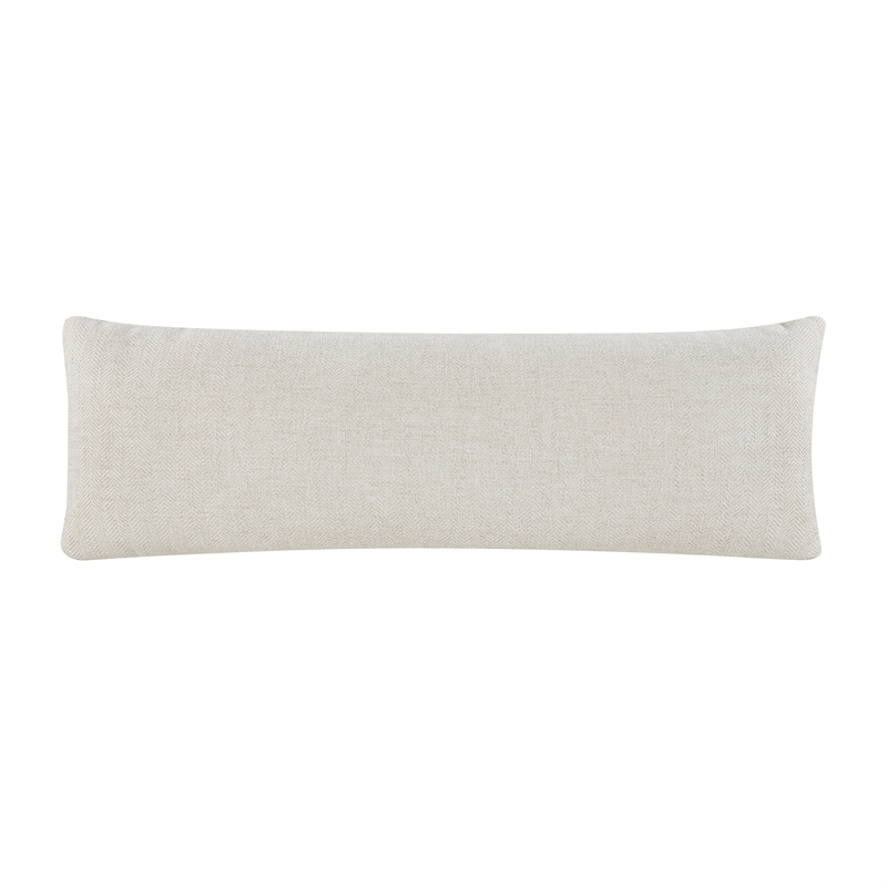 Pemberly Row Textured Fabric Sofa with 2 Lumbar Pillows in Ivory