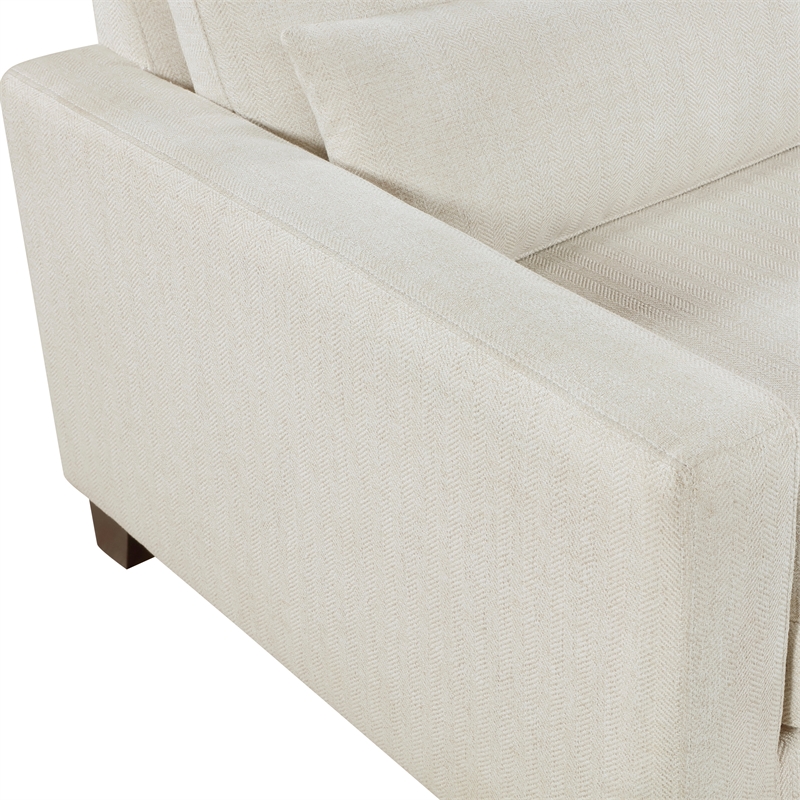 Pemberly Row Textured Fabric 2-Piece Sofa and Ottoman Set in Ivory