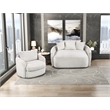 Pemberly Row Corduroy Oversized Chaise Lounge with USB Charging in Beige