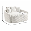 Pemberly Row Corduroy Oversized Chaise Lounge with USB Charging in Beige