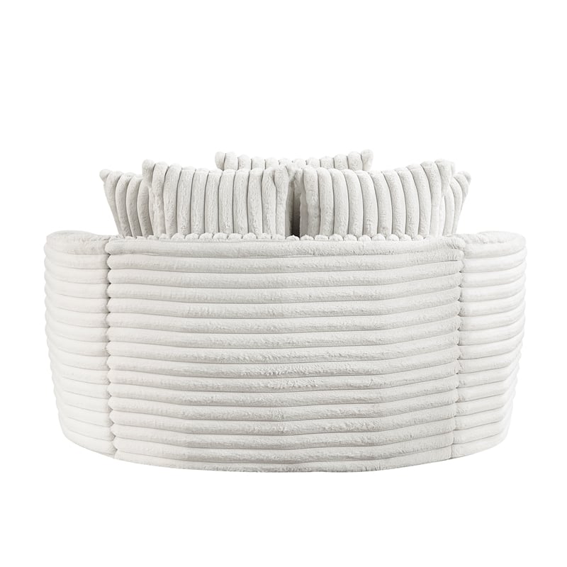 Pemberly Row Corduroy Oversized Chaise Lounge with USB Charging in Beige