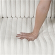 Pemberly Row Corduroy Oversized Chaise Lounge with USB Charging in Beige
