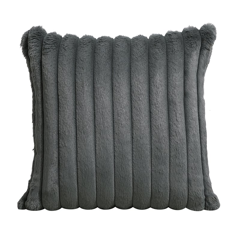 Pemberly Row Corduroy Oversized Chaise Lounge with USB Charging in Dark Gray