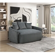 Pemberly Row Corduroy Oversized Chaise Lounge with USB Charging in Dark Gray