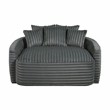 Pemberly Row Corduroy Oversized Chaise Lounge with USB Charging in Dark Gray