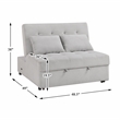 Pemberly Row Textured Convertible Armless 2-Seater with Pull-Out Bed in Gray