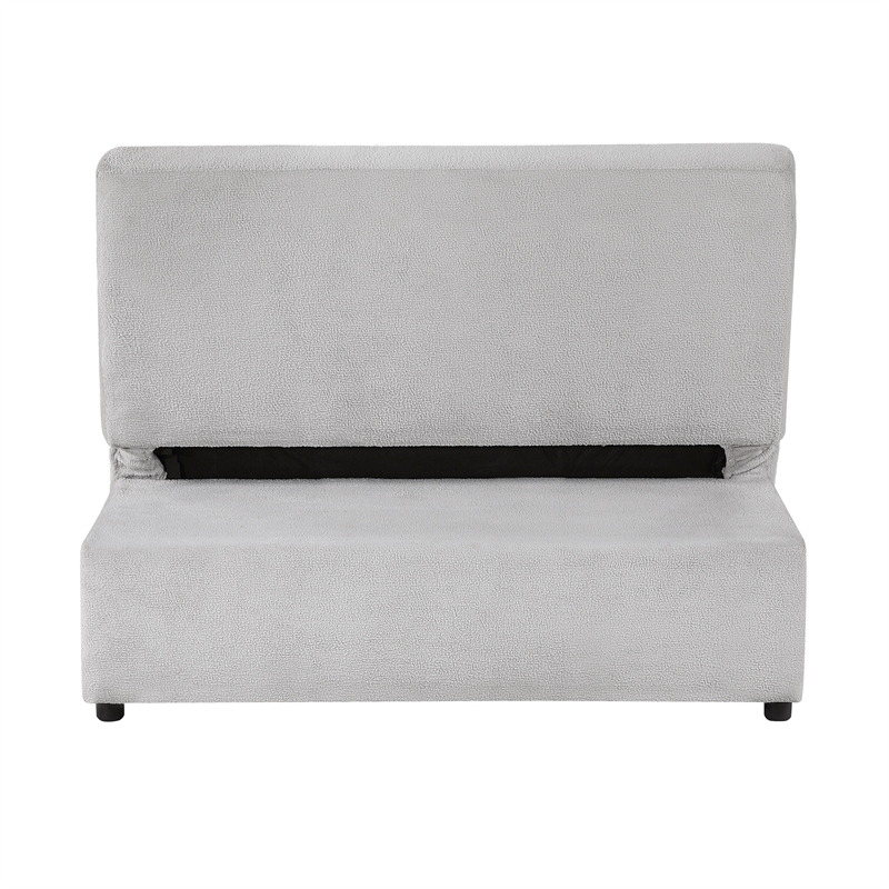Pemberly Row Textured Convertible Armless 2-Seater with Pull-Out Bed in Gray