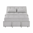 Pemberly Row Textured Convertible Armless 2-Seater with Pull-Out Bed in Gray