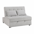 Pemberly Row Textured Convertible Armless 2-Seater with Pull-Out Bed in Gray