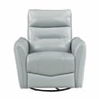 Pemberly Row Top Grain Leather Swivel Glider Recliner in Aqua