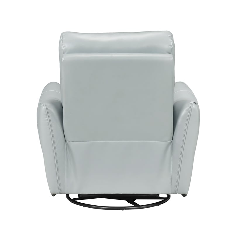 Pemberly Row Top Grain Leather Swivel Glider Recliner in Aqua