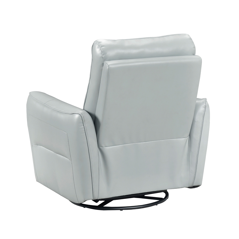 Pemberly Row Top Grain Leather Swivel Glider Recliner in Aqua