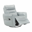 Pemberly Row Top Grain Leather Swivel Glider Recliner in Aqua