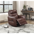 Pemberly Row Top Grain Leather Swivel Glider Recliner in Brown
