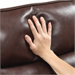 Pemberly Row Top Grain Leather Swivel Glider Recliner in Brown