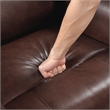 Pemberly Row Top Grain Leather Swivel Glider Recliner in Brown