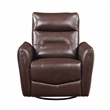 Pemberly Row Top Grain Leather Swivel Glider Recliner in Brown