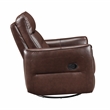Pemberly Row Top Grain Leather Swivel Glider Recliner in Brown