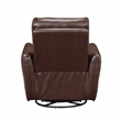 Pemberly Row Top Grain Leather Swivel Glider Recliner in Brown